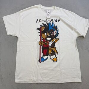 3Forty Inc Frenemies T‎ Shirt Mens XL White Dragon Ball Z Parody Bear Streetwear